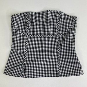 WHBM Gingham Tube Top Coset Square Neck Black EUC
